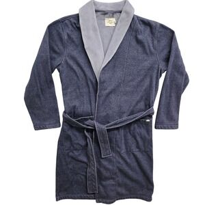 UGG Robinson Men's Fleece Robe M/L  Blue Shawl Collar Lounge Wear‎ Double Knit